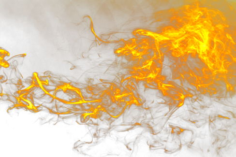 a bunch of orange and yellow smoke