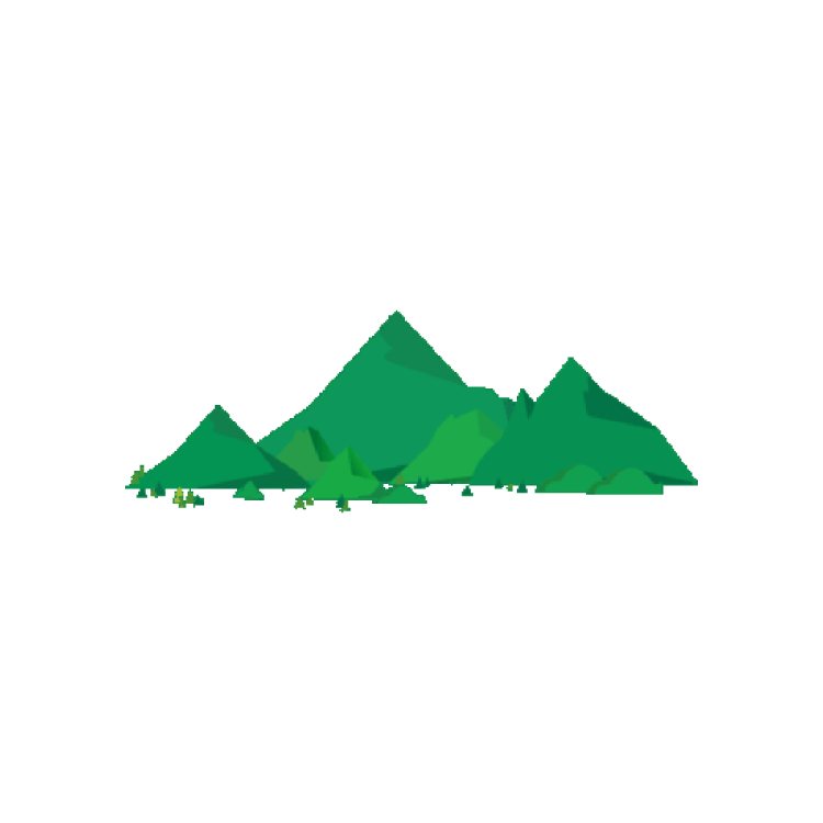 a green mountain with trees on it