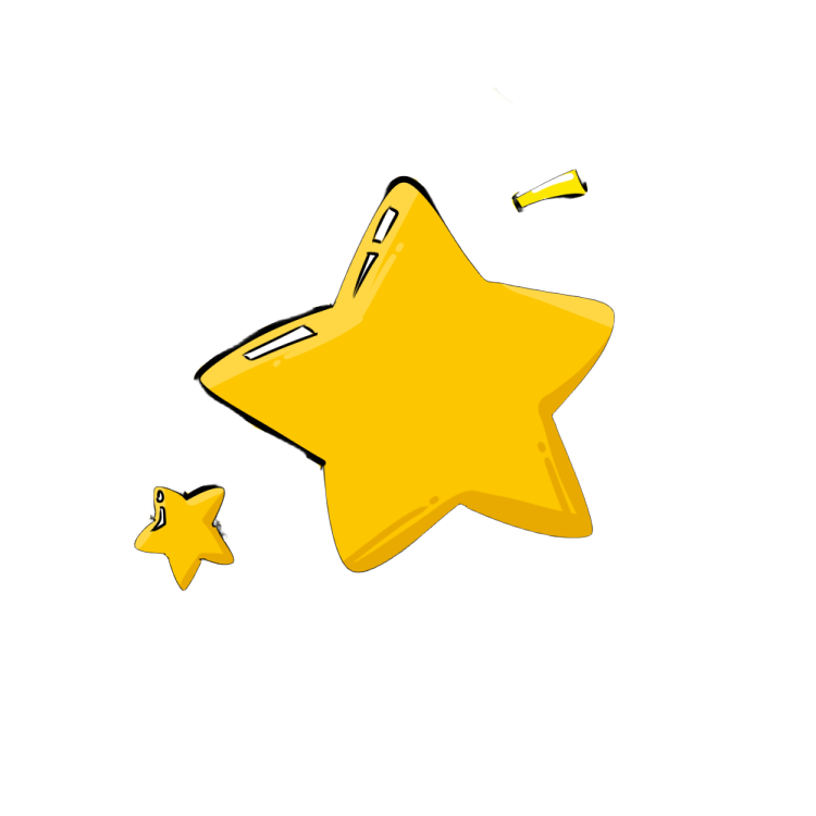 a yellow star and a small gold star