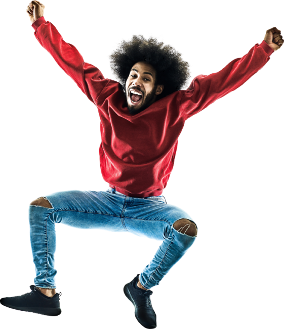 a man jumping in the air