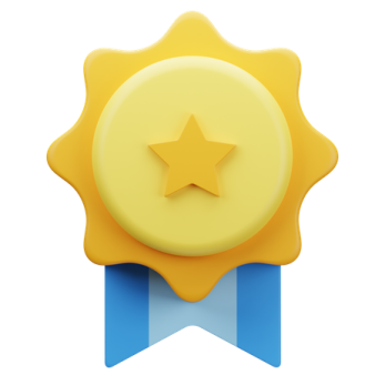 a yellow star on top of a blue ribbon