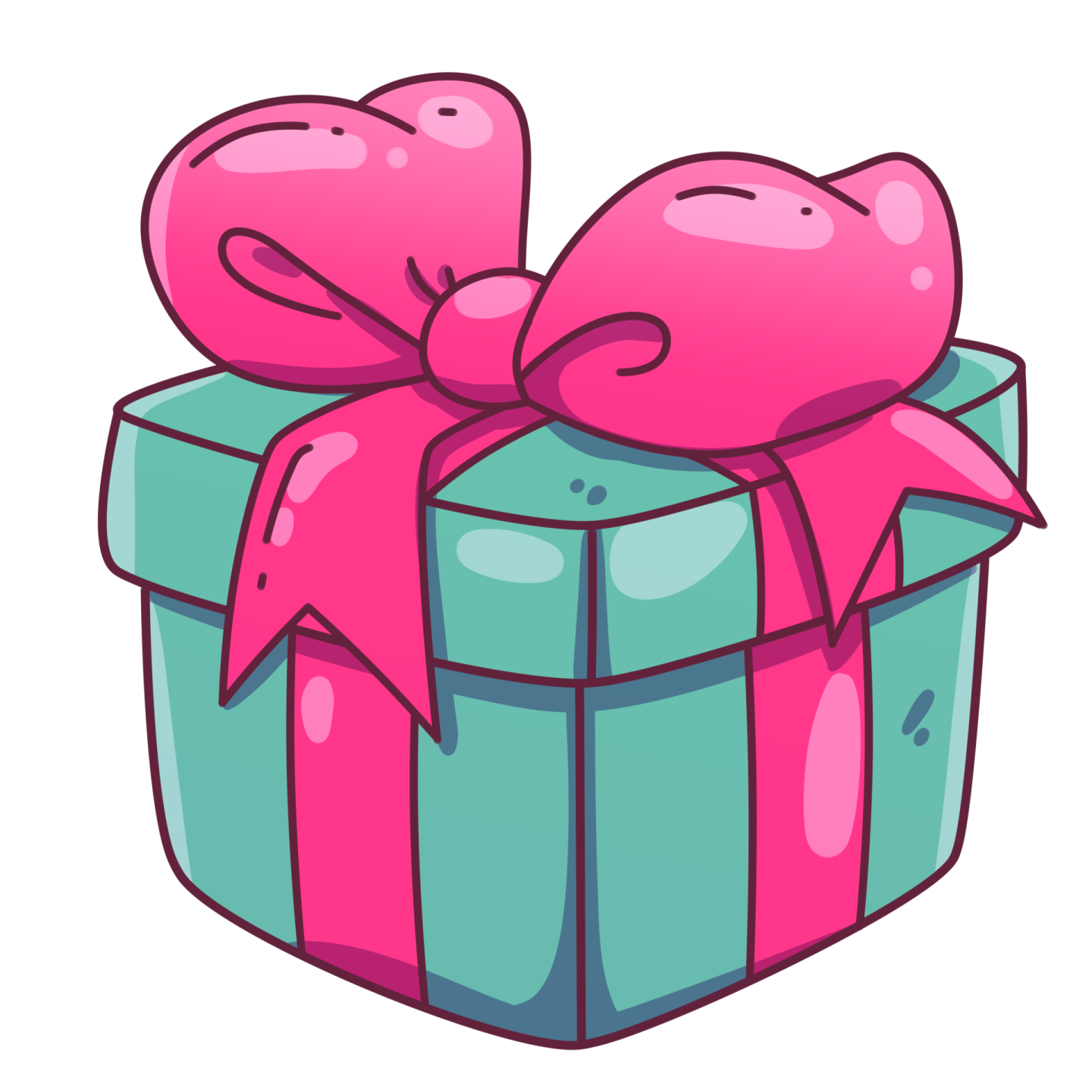 a pink gift box with a bow
