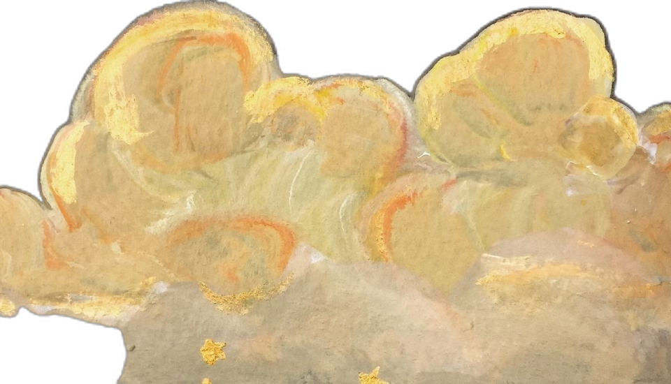 a painting of clouds in the sky