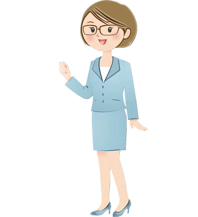 a woman in a blue suit and glasses