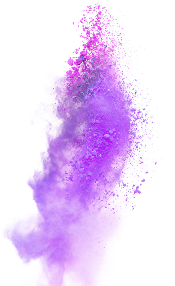 a purple powder explosion on a white background