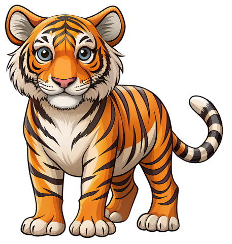 a tiger on a white background