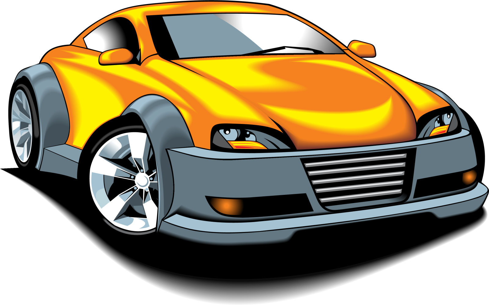 a yellow car on a white background