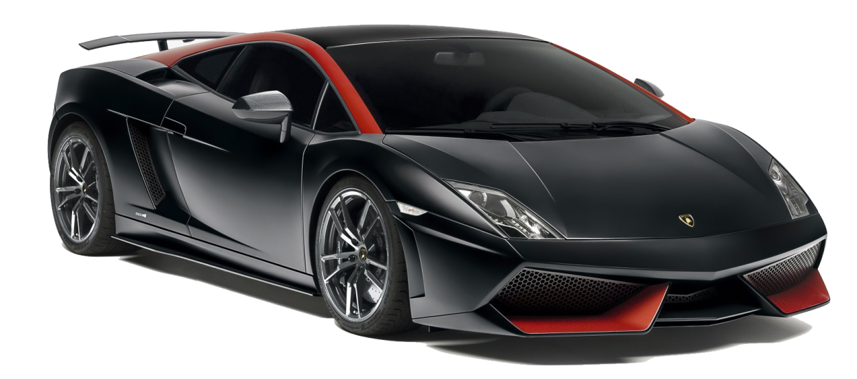 a black lamb car with red accents
