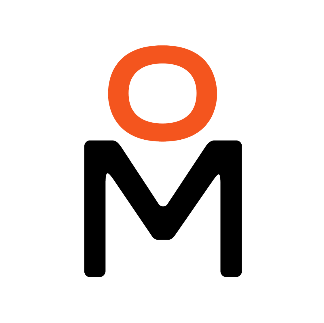a black and orange m logo on a white background