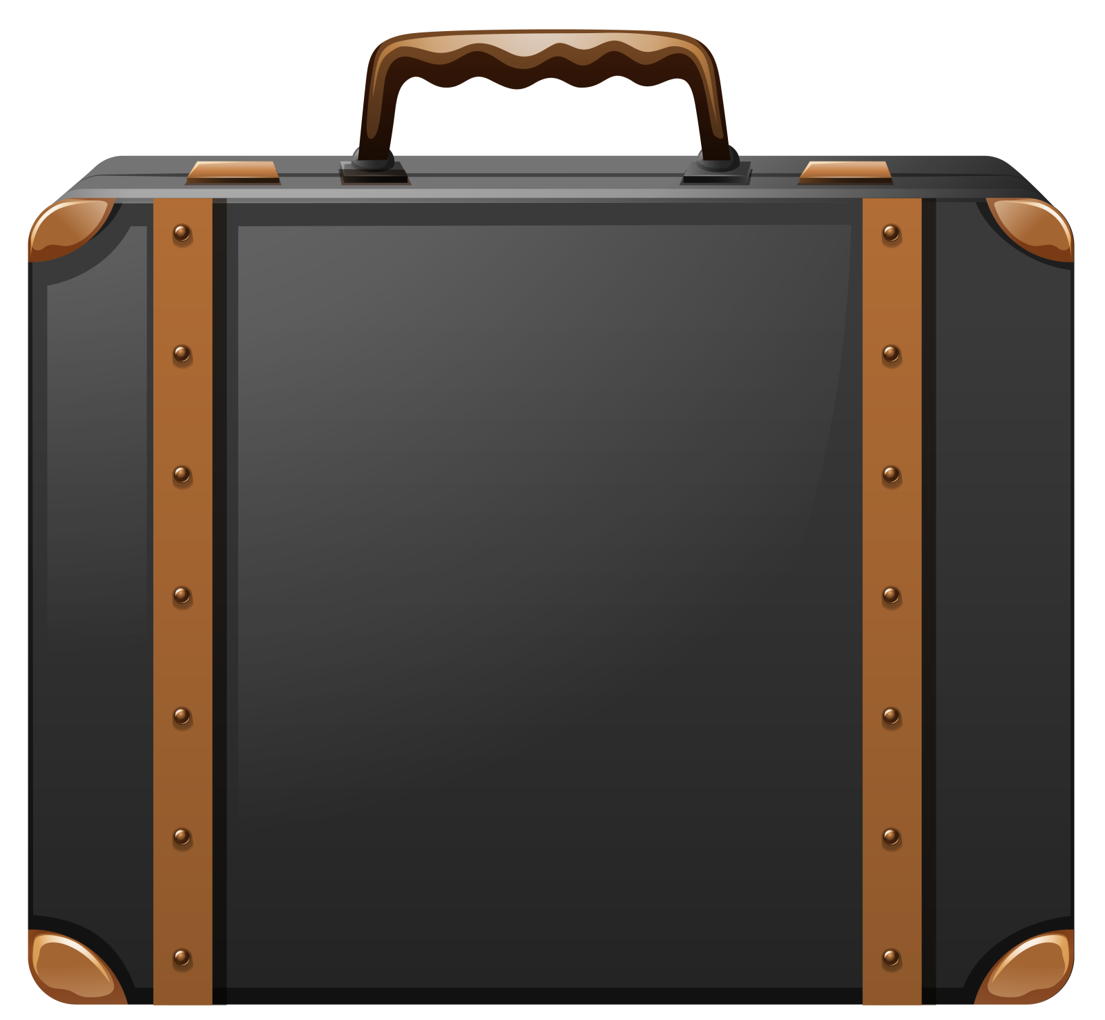 a black suitcase on white background vector