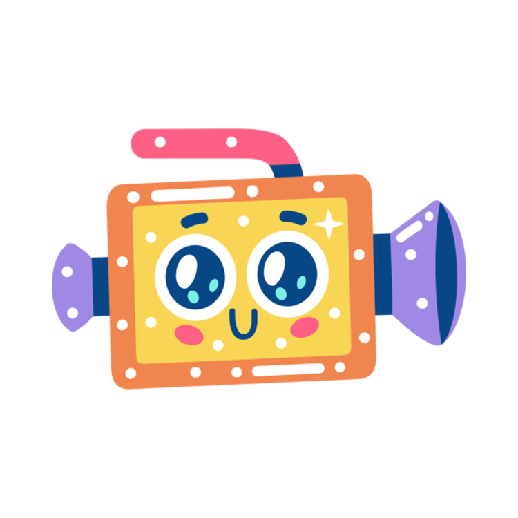 a camera with a smiling face on it