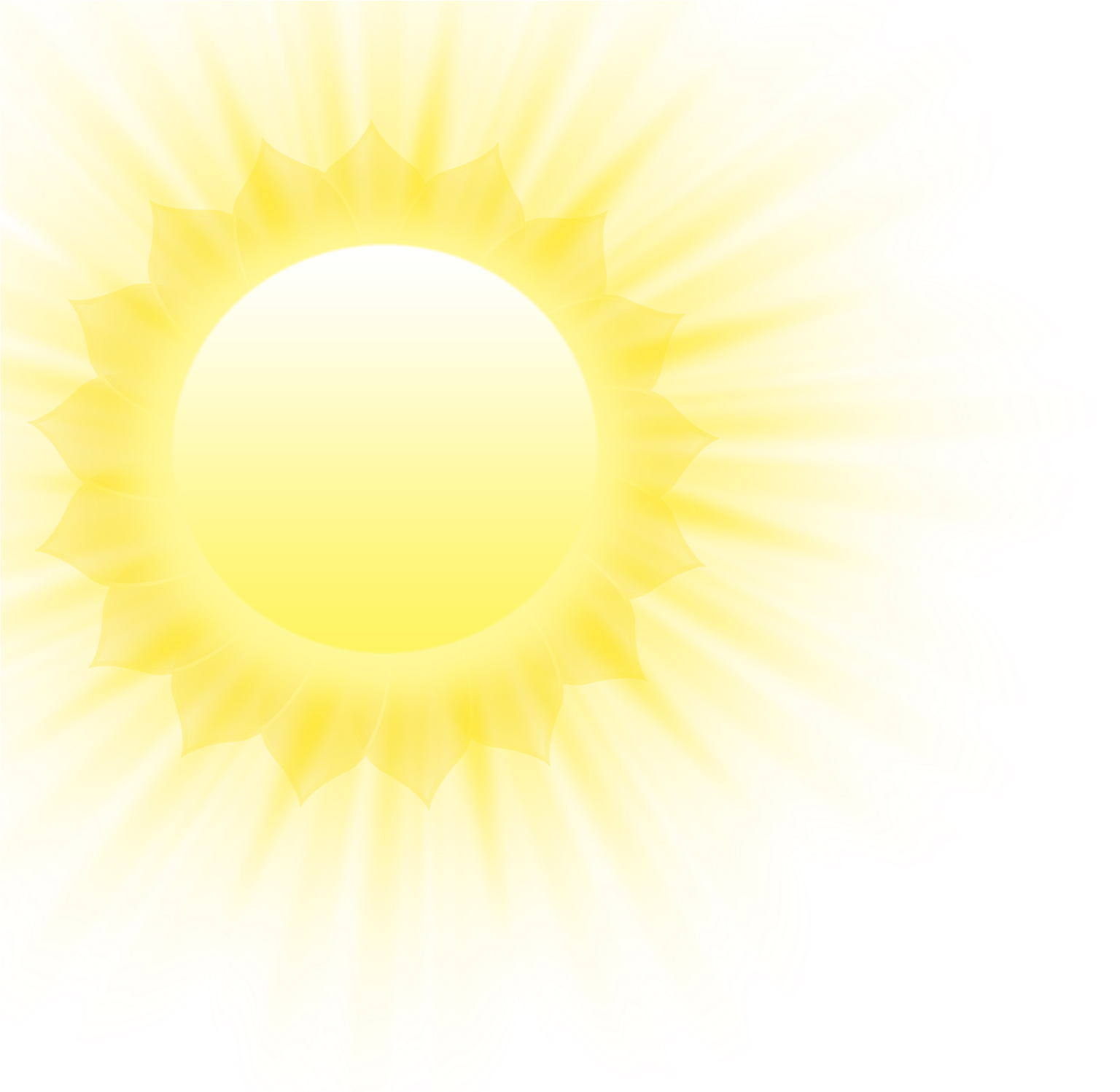 the sun with rays on a white background