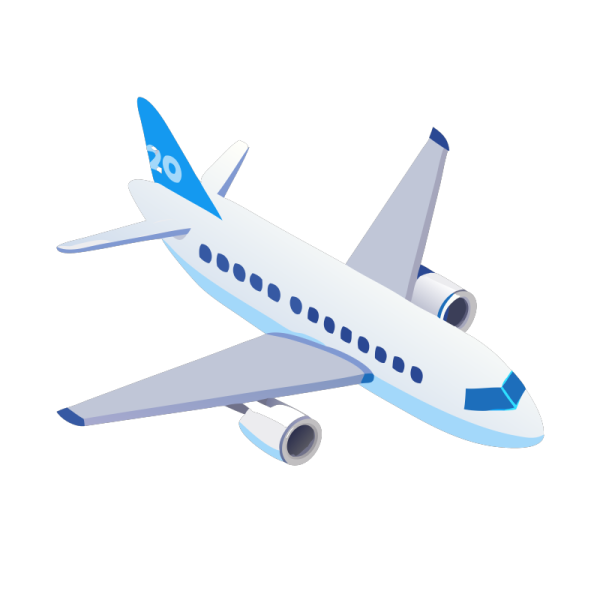 a white and blue airplane flying in the sky
