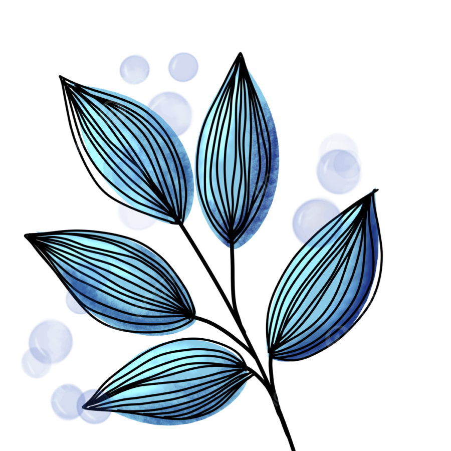 a blue leaf on a white background