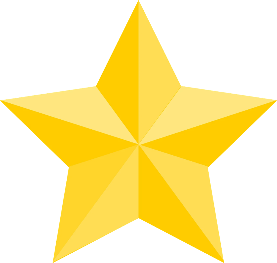 a yellow star on a white background