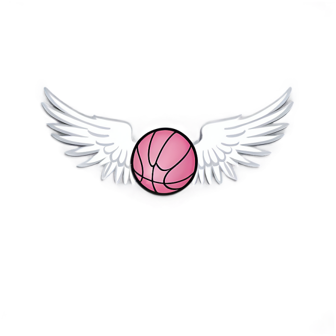 a pink ball with wings on a white background
