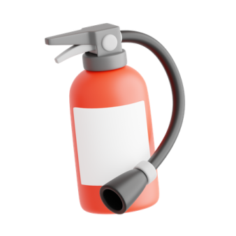 a red fire exor with a black handle
