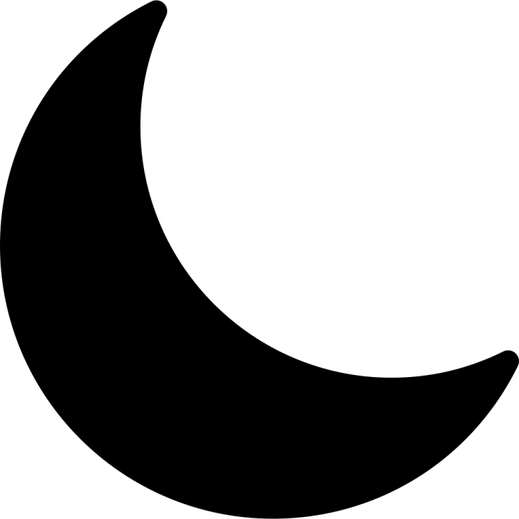 a black and white crescent icon
