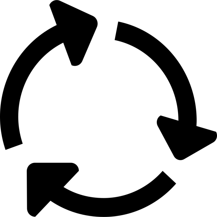 a black and white image of a circular arrow