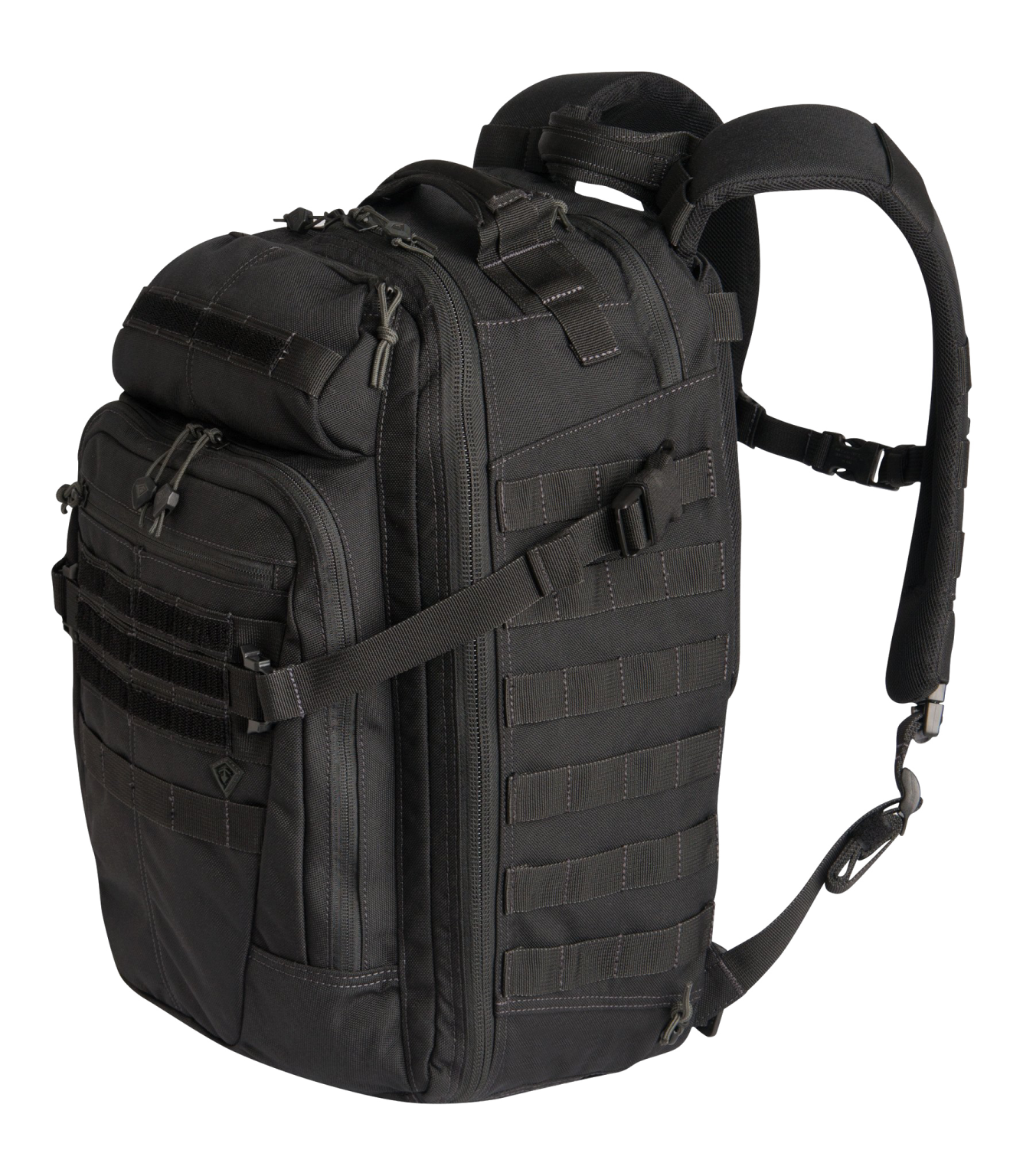 a black backpack on a white background