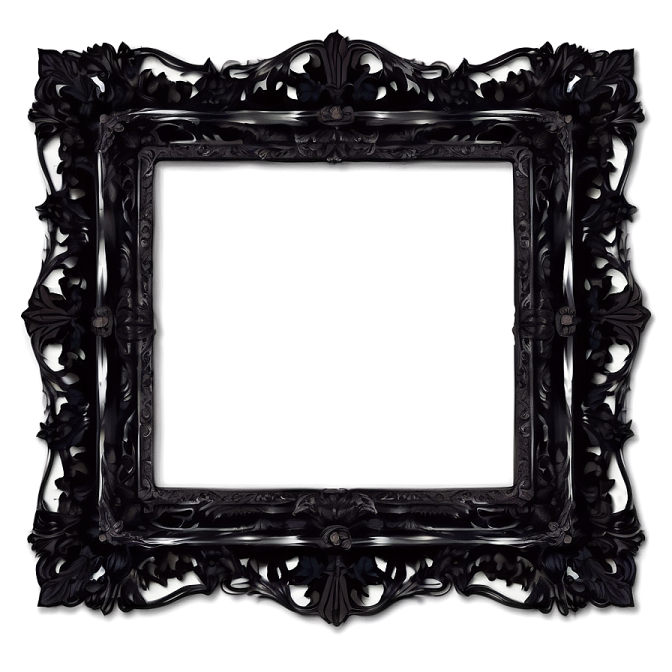 an ornate black frame with a white background