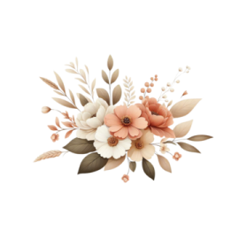 a white background with pink flowers and leaves