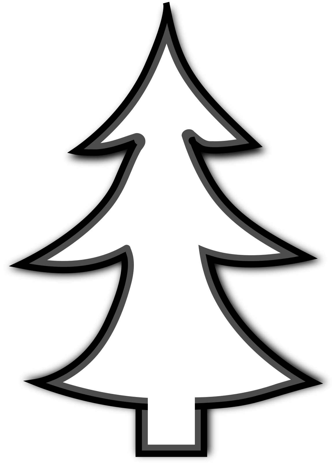 a black and white christmas tree on a white background