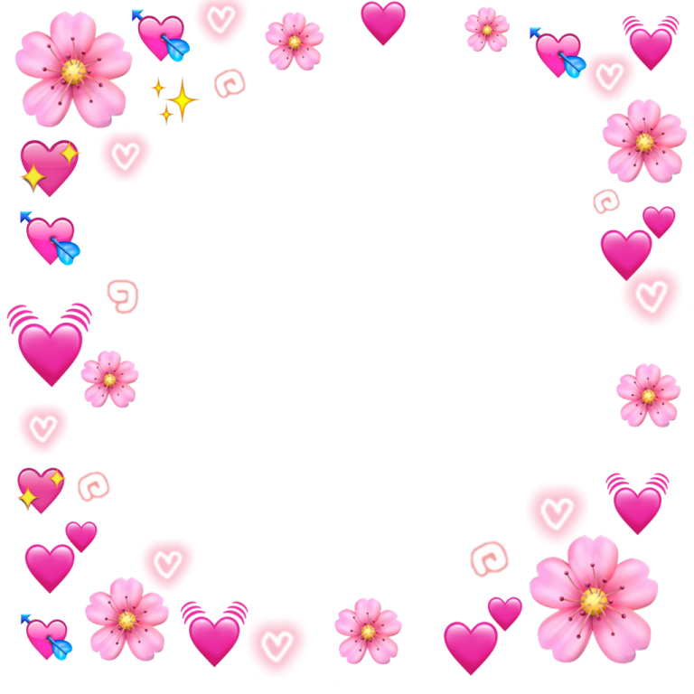 hearts and flowers on a white background