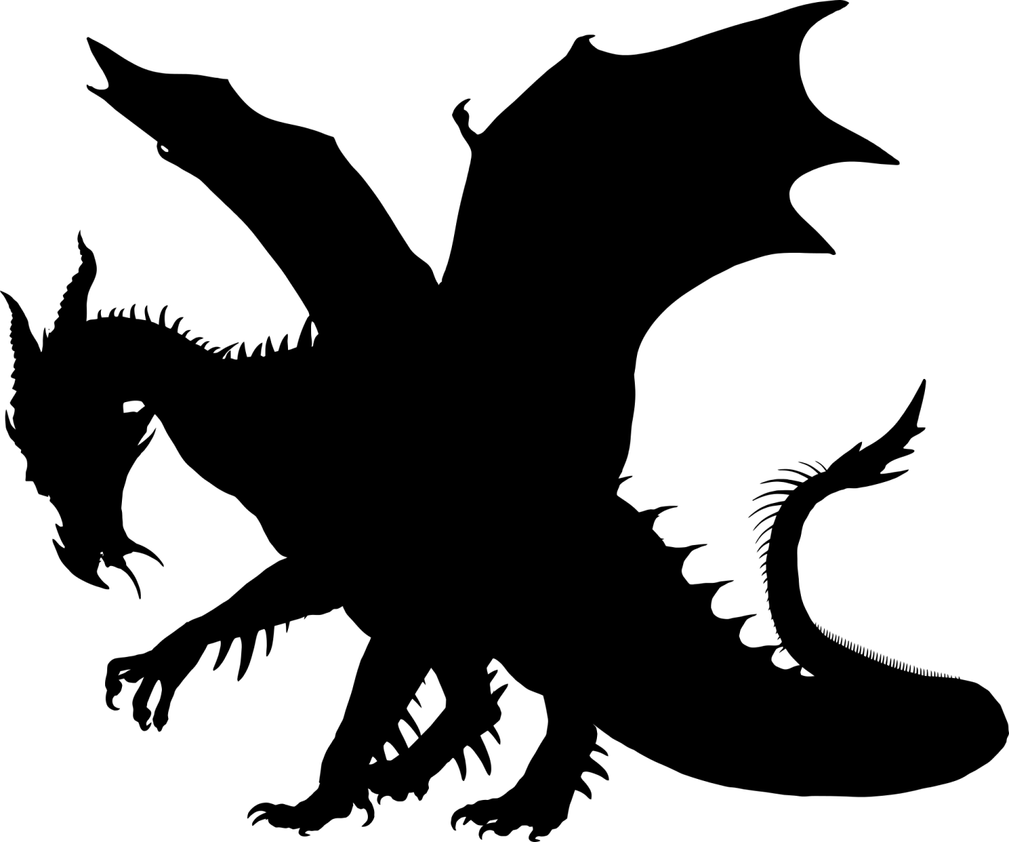 a black and white silhouette of a dragon