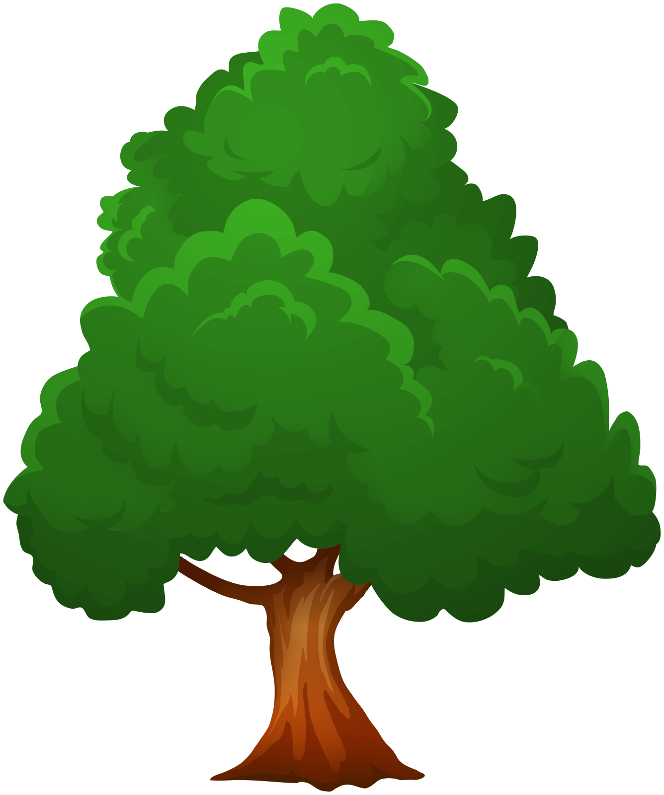 a cartoon tree with green leaves