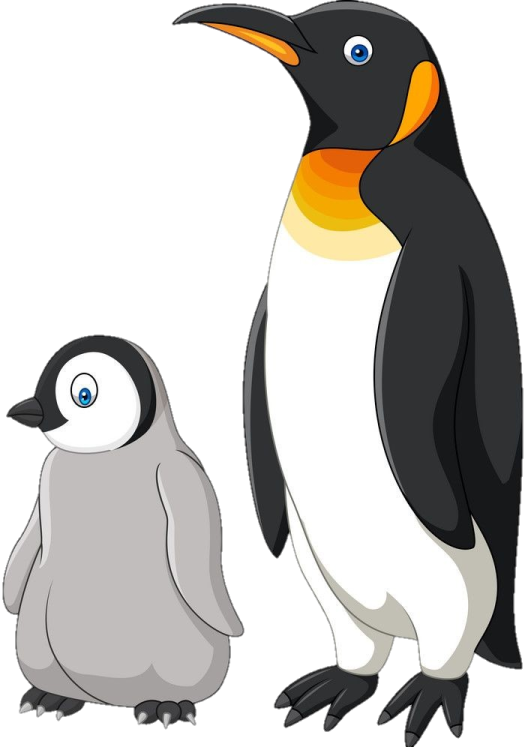a penguin and its baby