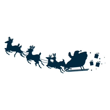 a silhouette of santa claus flying through the sky