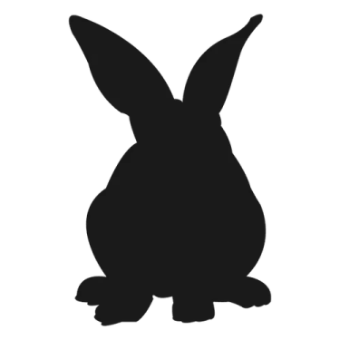 a black silhouette of a rabbit sitting down