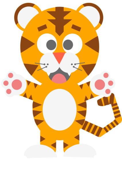 a cartoon tiger with its paws open