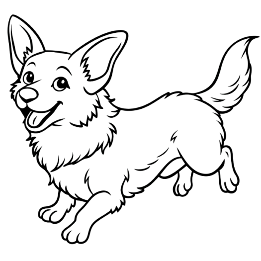 a cartoon dog running coloring page