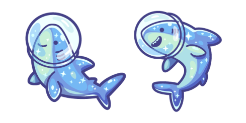 a drawing of two dolphins with stars on their backs