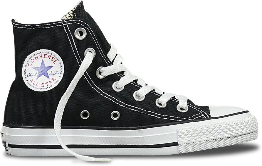 a pair of black converses on white background