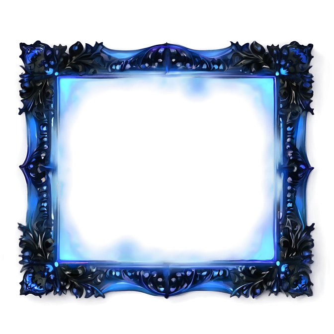a blue frame with leaves and flowers on it