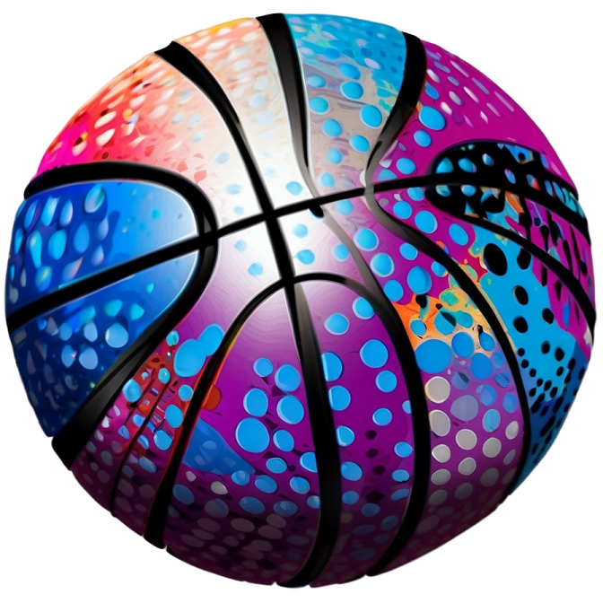 a basketball ball with colorful spots on it
