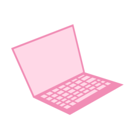 a pink laptop on a white background