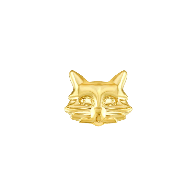 a gold ring with a cat face