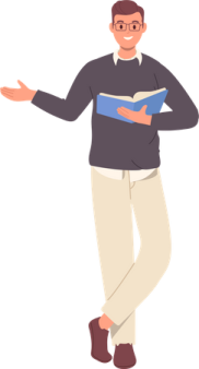 a man with glasses and a book in his hand