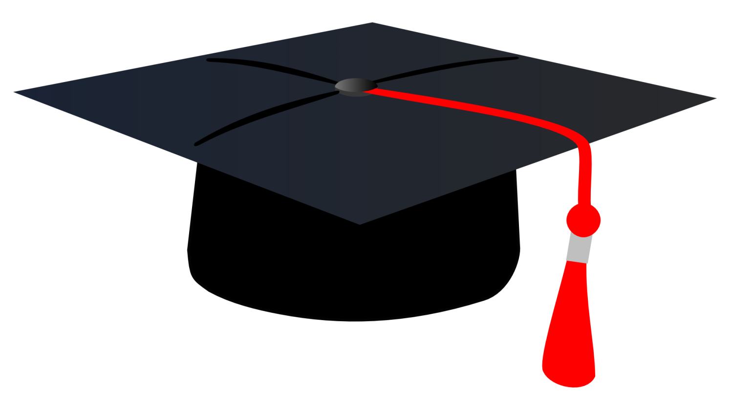 a graduation cap with a red ta