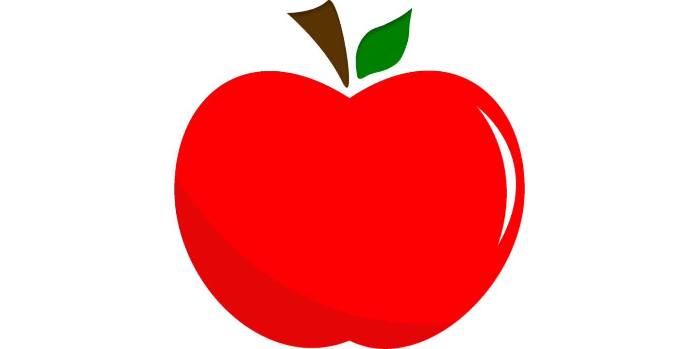 an apple with a green leaf on top