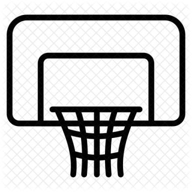 a black and white icon of a basketball hoop