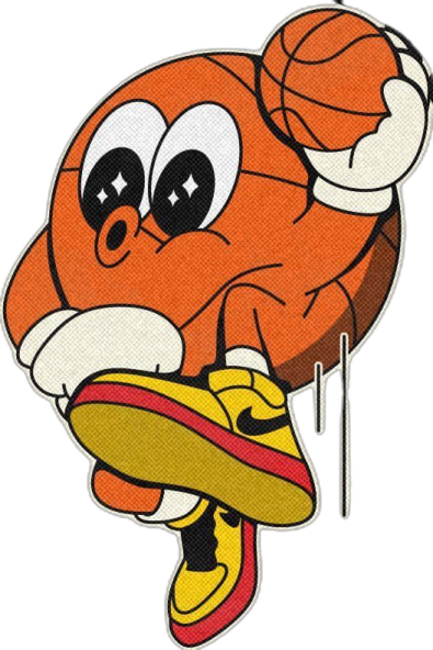a cartoon character holding a basketball ball