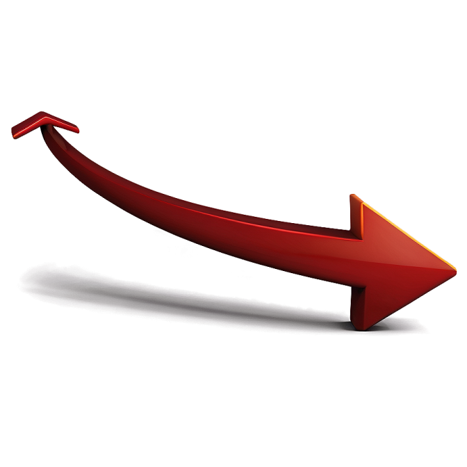 a red arrow on a white background