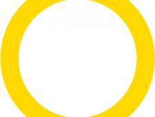a yellow circle on a white background