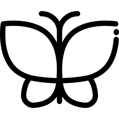 a black and white butterfly icon