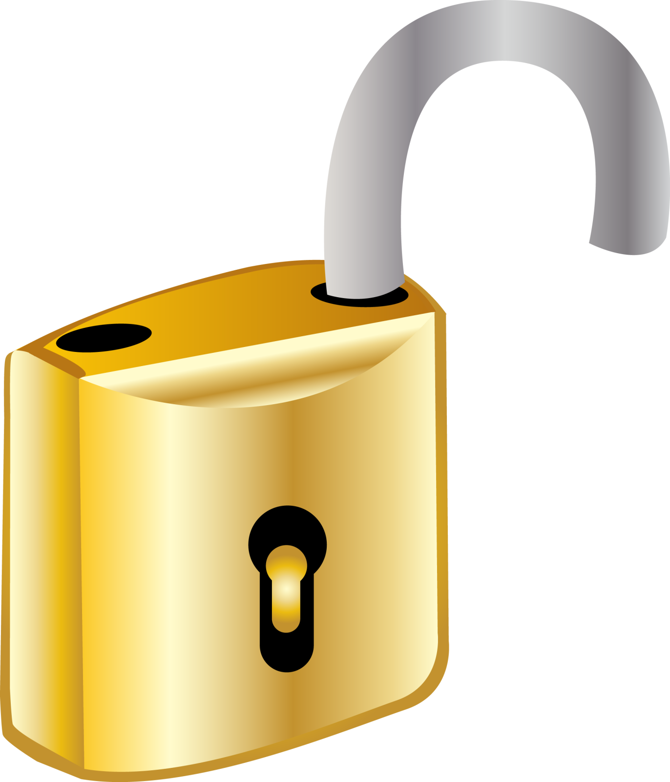 a golden padlock with a key